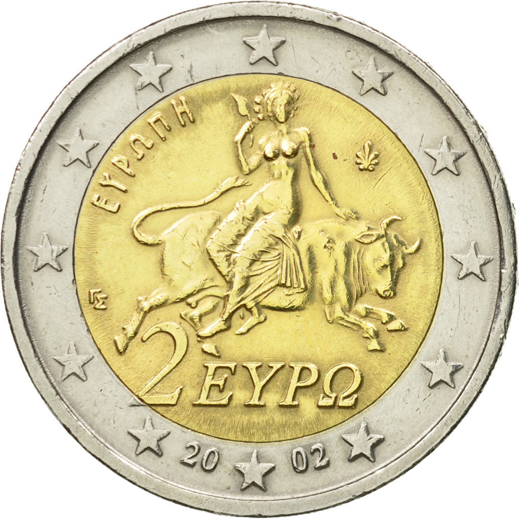 Greece, 2 Euro, 2002, EF(40-45), Bi-Metallic, KM:188