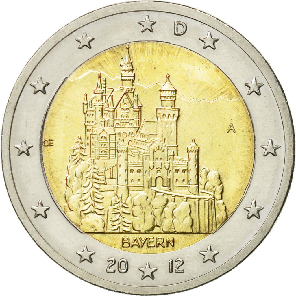 GERMANY - FEDERAL REPUBLIC, 2 Euro, Bavaria, Neuschwanstein Castle, 2012