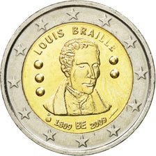 Belgique, 2 Euro, Louis Braille, 200th Anniversary of Birth, 2009, SUP