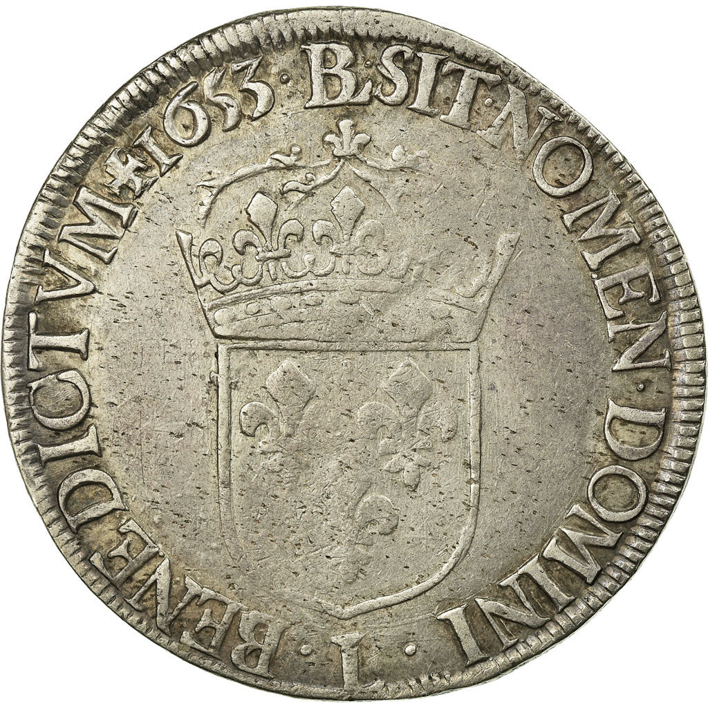 Monnaie, France, Louis XIV, Écu à la mèche longue, Ecu, 1653, Bayonne, TB+
