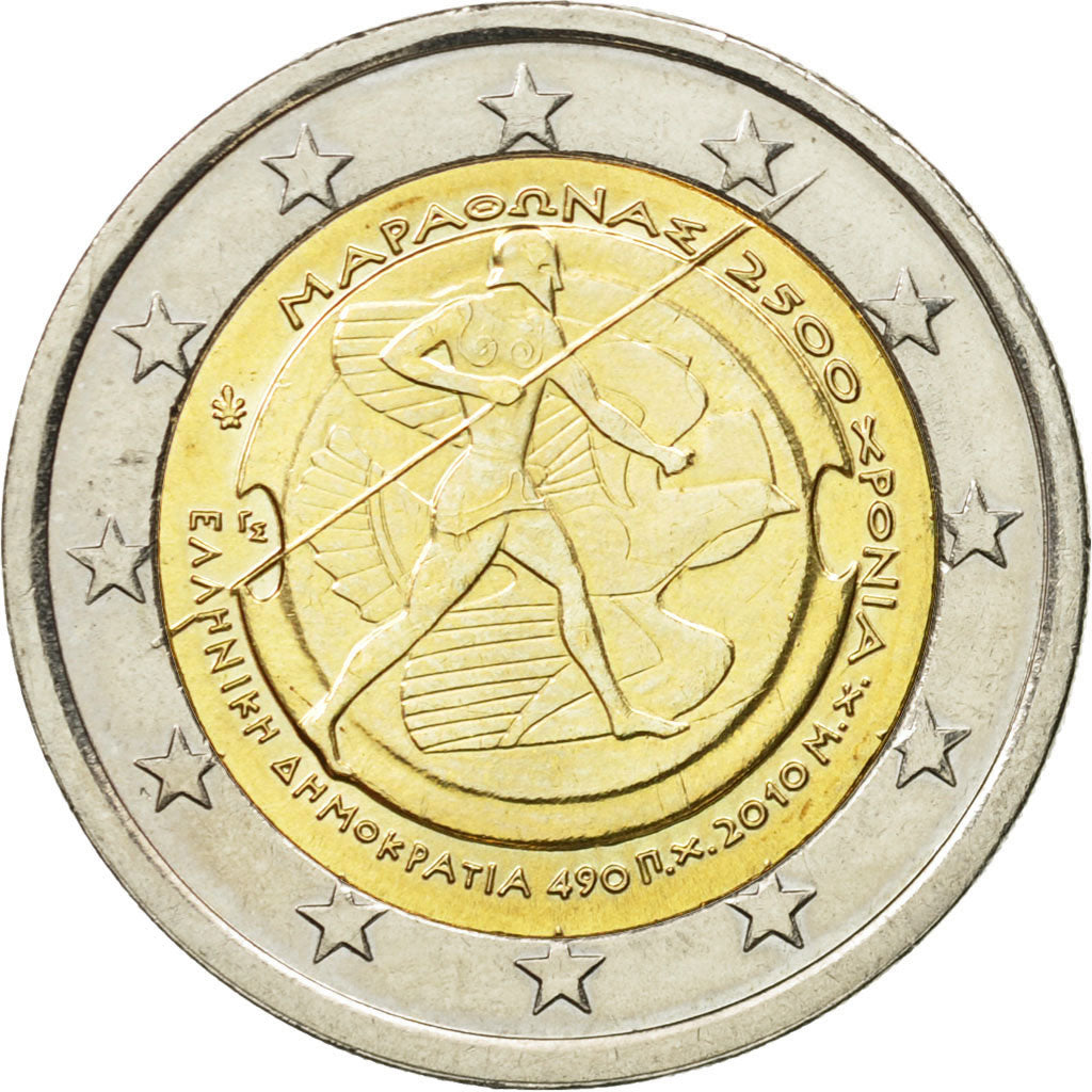 Greece, 2 Euro, Battle of Marathon, 2500th Anniversary, 2010, AU(50-53)