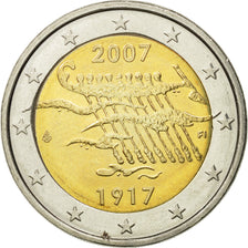 Finland, 2 Euro, 90th Anniversary of Independence, 2007, MS(63), Bi-Metallic