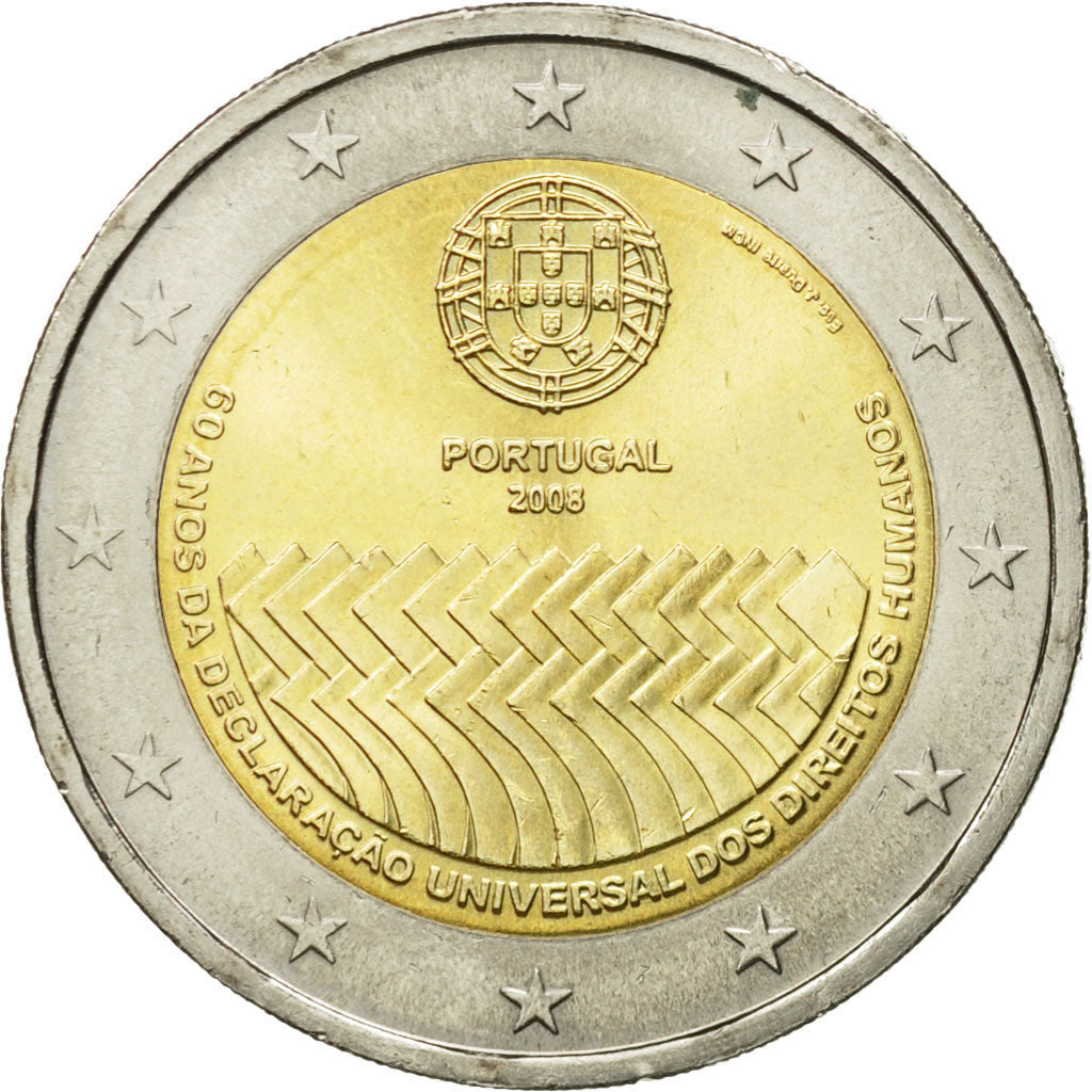 Portugal, 2 Euro, Declaration of Human Rights, 60th Anniversary, 2008