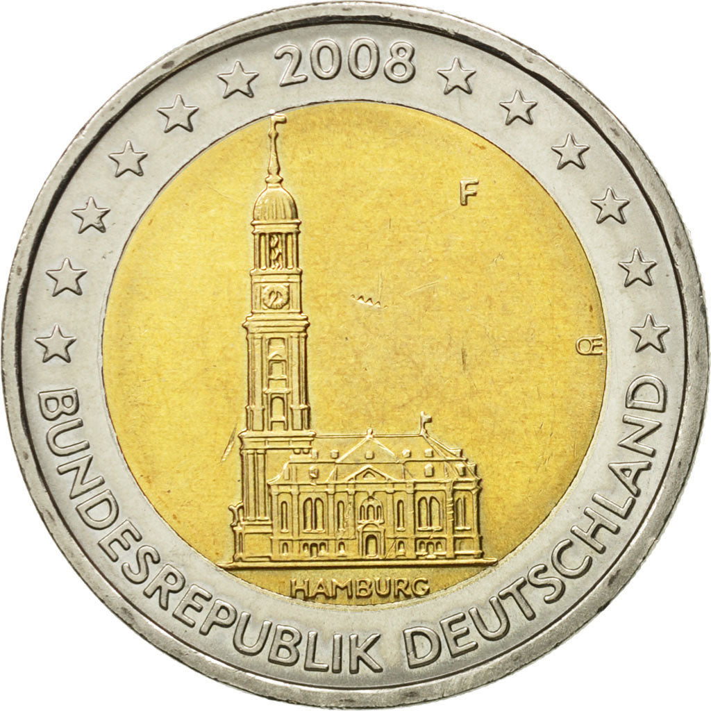 GERMANY - FEDERAL REPUBLIC, 2 Euro, 2008, EF(40-45), Bi-Metallic, KM:258