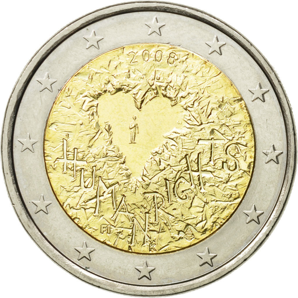 Finland, 2 Euro, Universal Declaration of Human Rights, 2008, AU(50-53)
