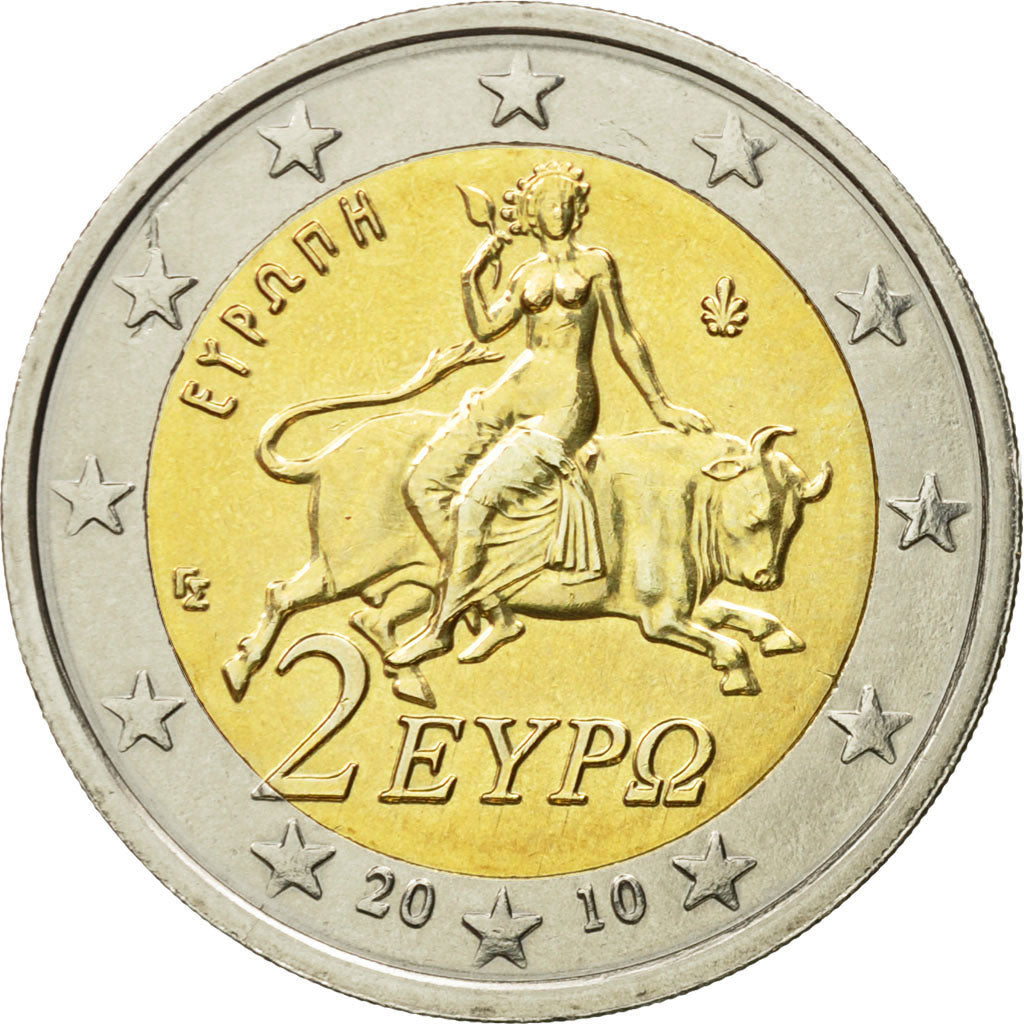 Greece, 2 Euro, 2010, MS(60-62), Bi-Metallic, KM:215