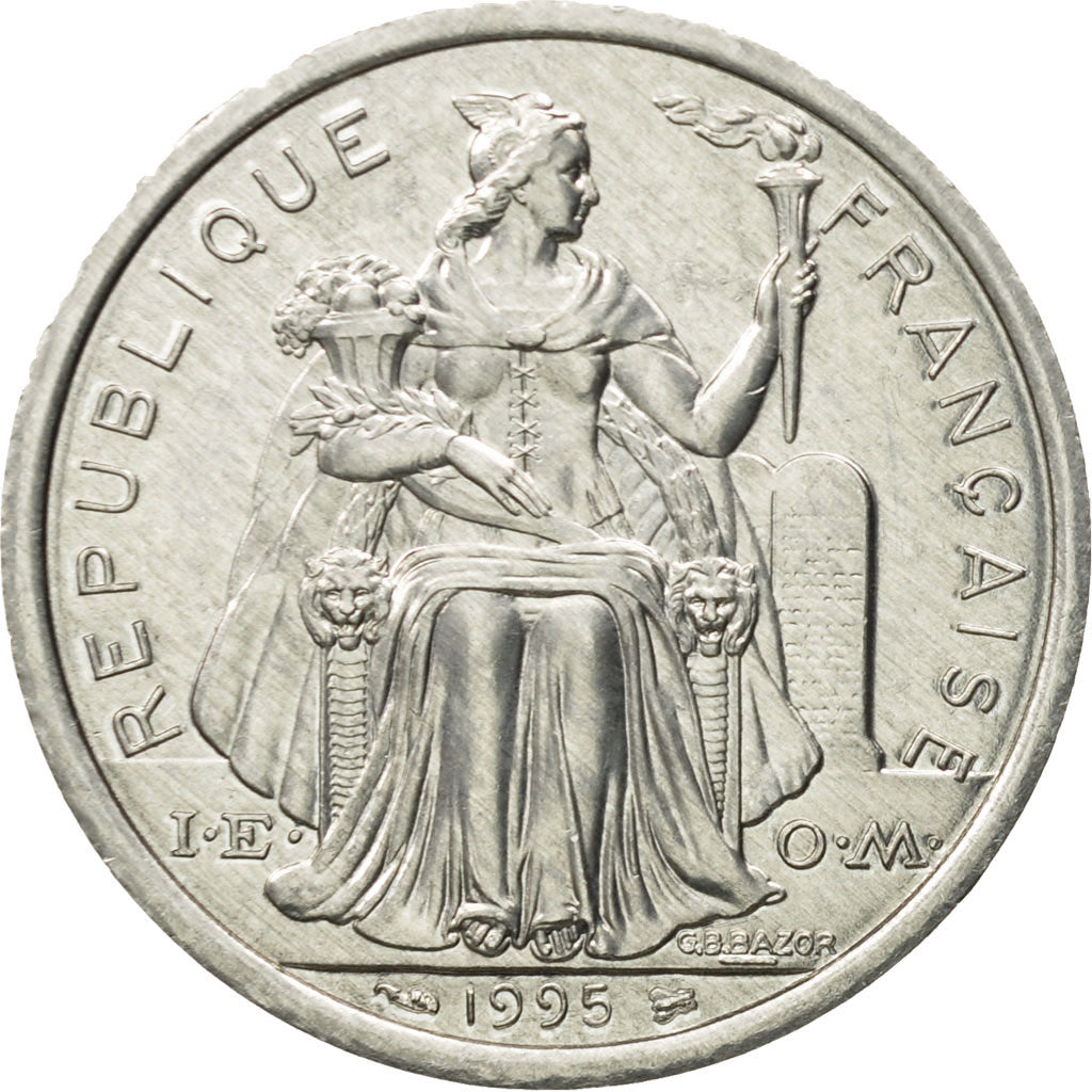 Coin, New Caledonia, 2 Francs, 1995, Paris, MS(63), Aluminum, KM:14