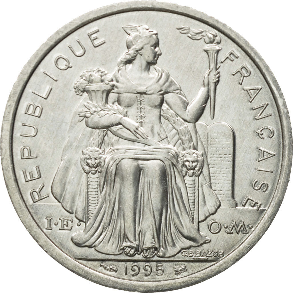 Coin, New Caledonia, 2 Francs, 1995, Paris, MS(60-62), Aluminum, KM:14