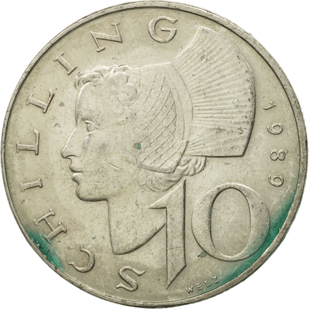 Coin, Austria, 10 Schilling, 1989, VF(20-25), Copper-Nickel Plated Nickel