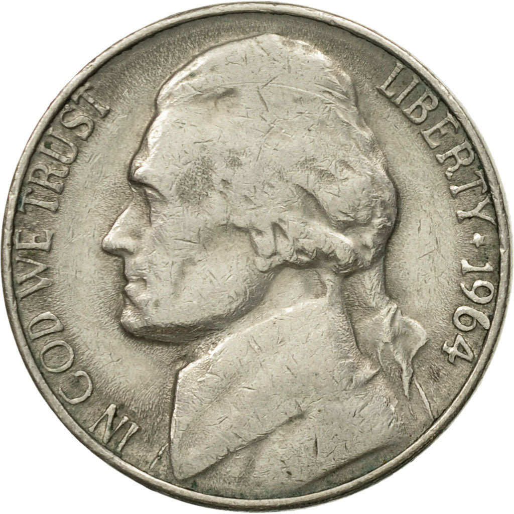 Moneda, Estados Unidos, Jefferson Nickel, 5 Cents, 1964, U.S. Mint
