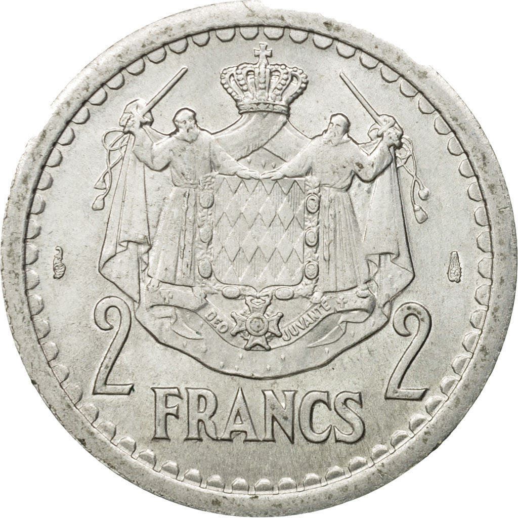 Monnaie, Monaco, Louis II, 2 Francs, Undated (1943), SUP, Aluminium