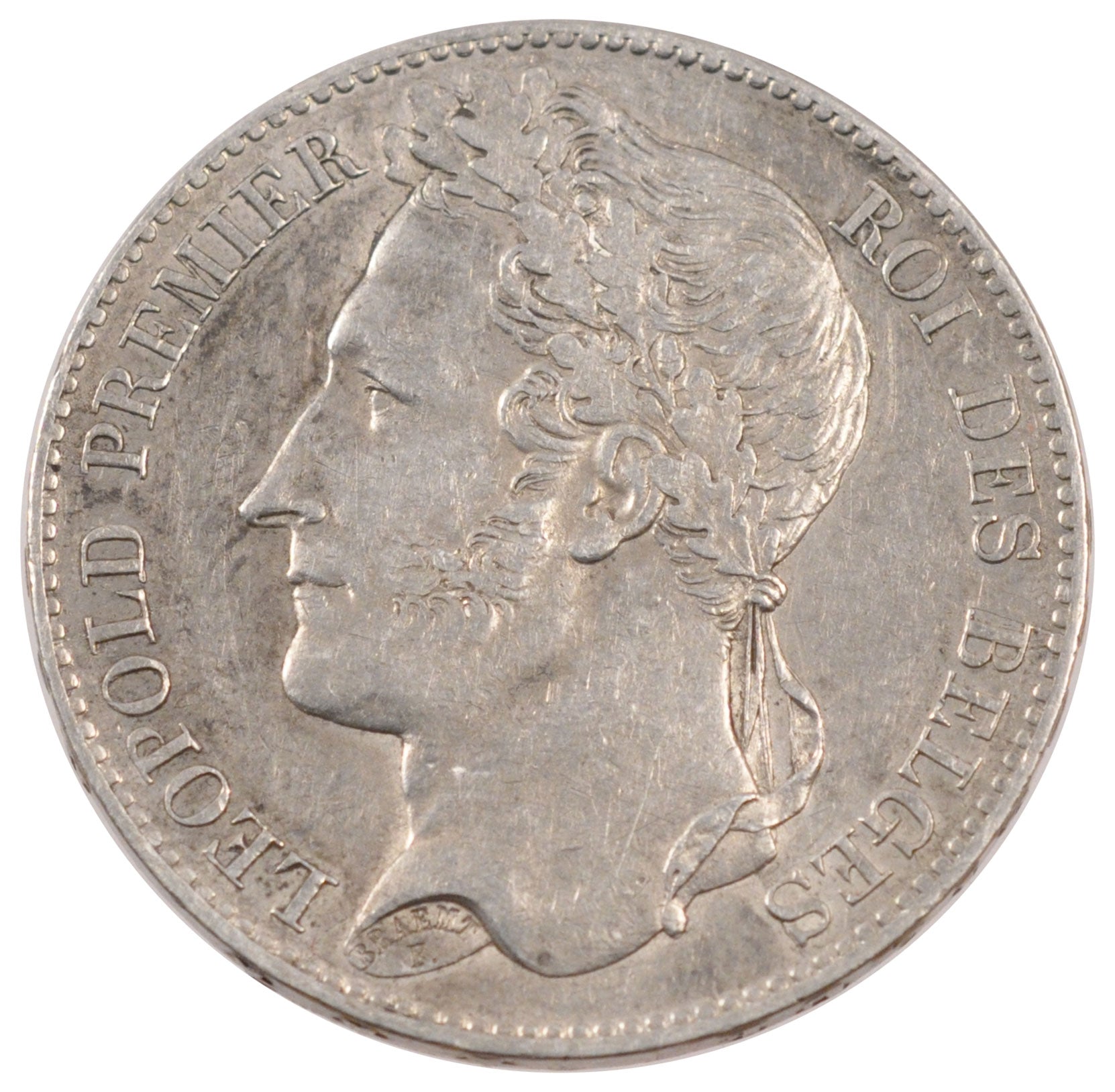 BELGIUM, 5 Francs, 5 Frank, 1849, KM #3.2, AU(50-53), Silver, 24.94