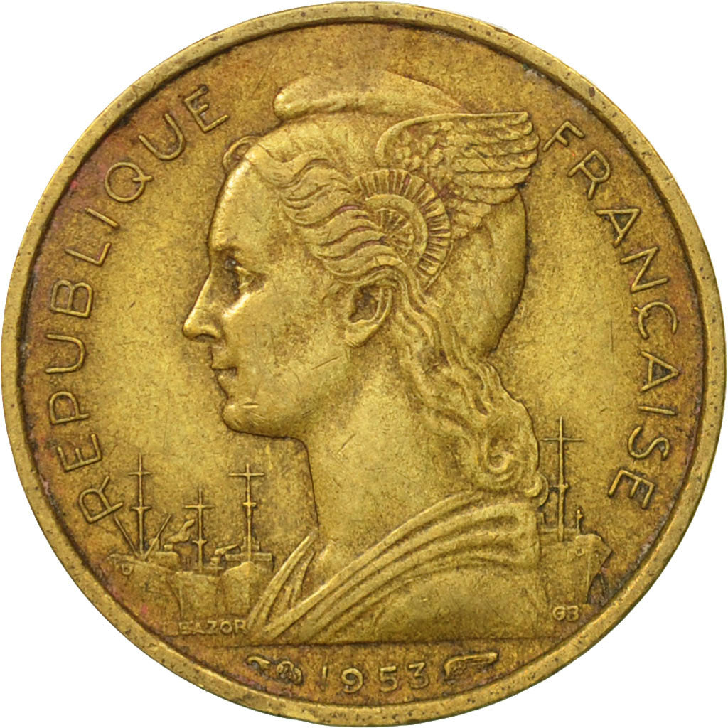Moneta, Madagascar, 10 Francs, 1953, Paris, BB, Alluminio-bronzo, KM:6