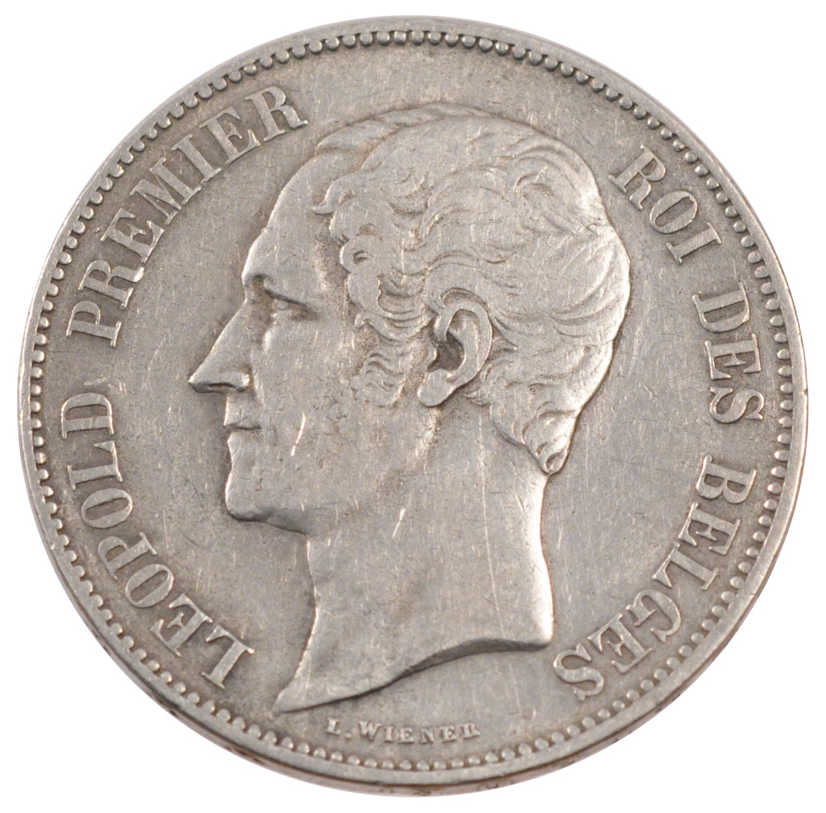BELGIUM, 5 Francs, 5 Frank, 1850, KM #17, EF(40-45), Silver, 24.83
