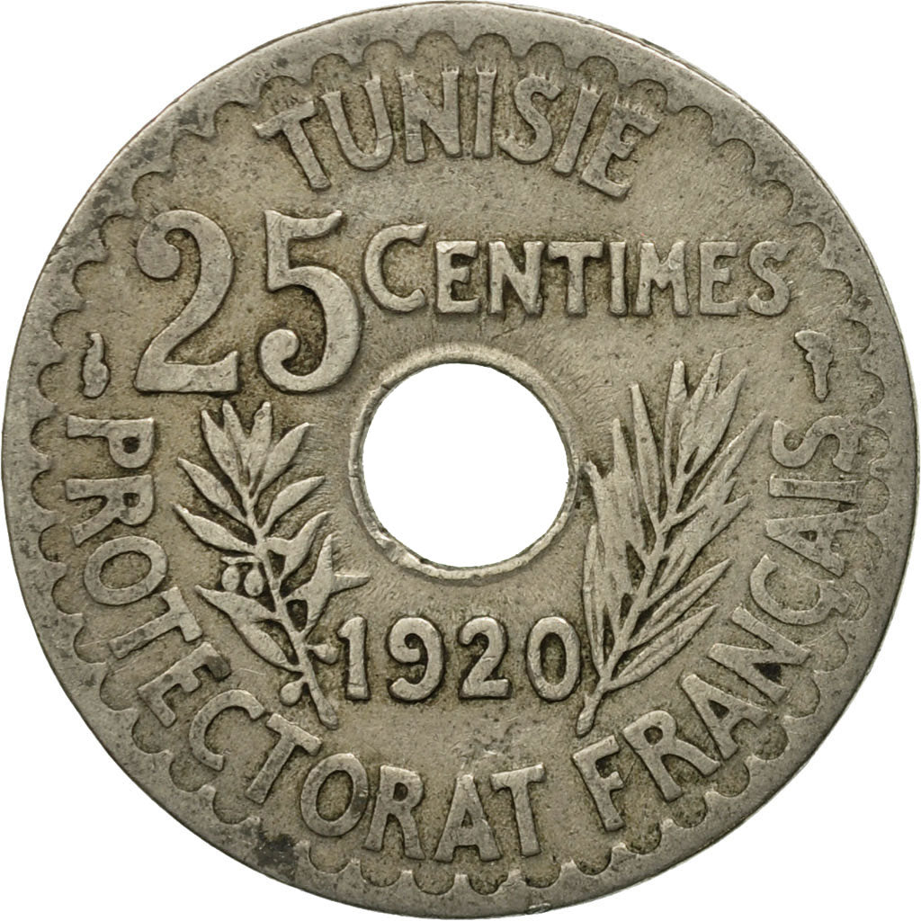Münze, Tunesien, Muhammad al-Nasir Bey, 25 Centimes, 1920, Paris, S