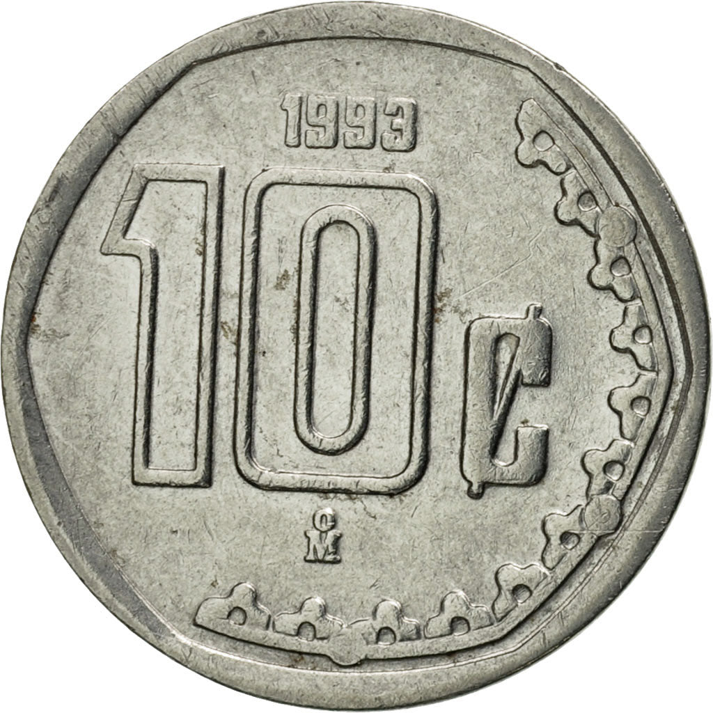 Coin, Mexico, 10 Centavos, 1993, Mexico City, AU(55-58), Stainless Steel, KM:547