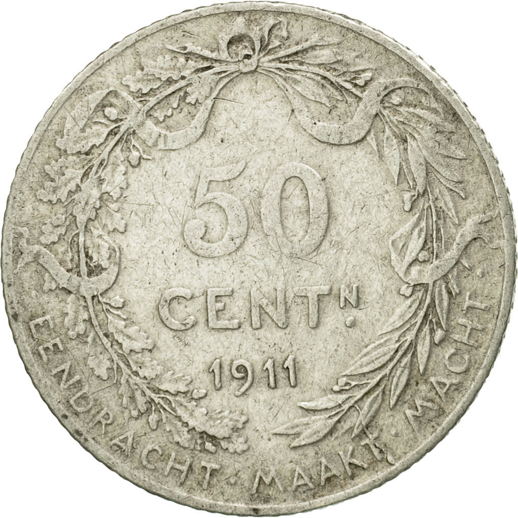 Coin, Belgium, 50 Centimes, 1911, EF(40-45), Silver, KM:71