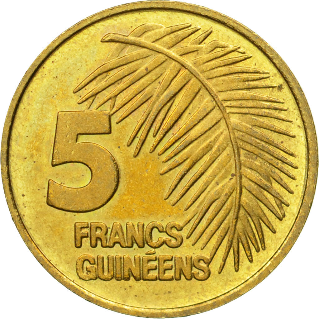 Monnaie, Guinea, 5 Francs, 1985, SUP, Brass Clad Steel, KM:53