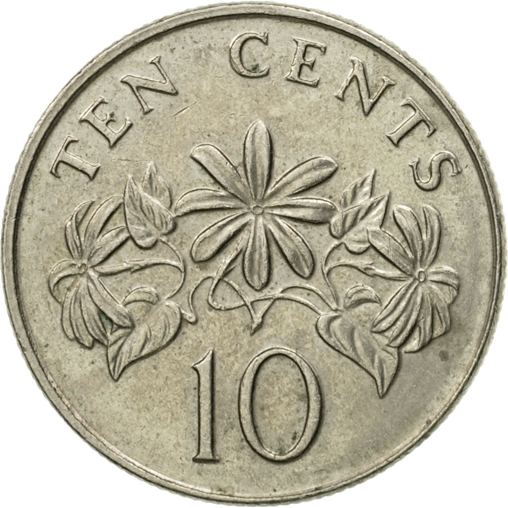 Coin, Singapore, 10 Cents, 1993, Singapore Mint, EF(40-45), Copper-nickel