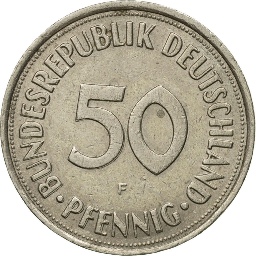 Coin, GERMANY - FEDERAL REPUBLIC, 50 Pfennig, 1972, EF(40-45), Copper-nickel