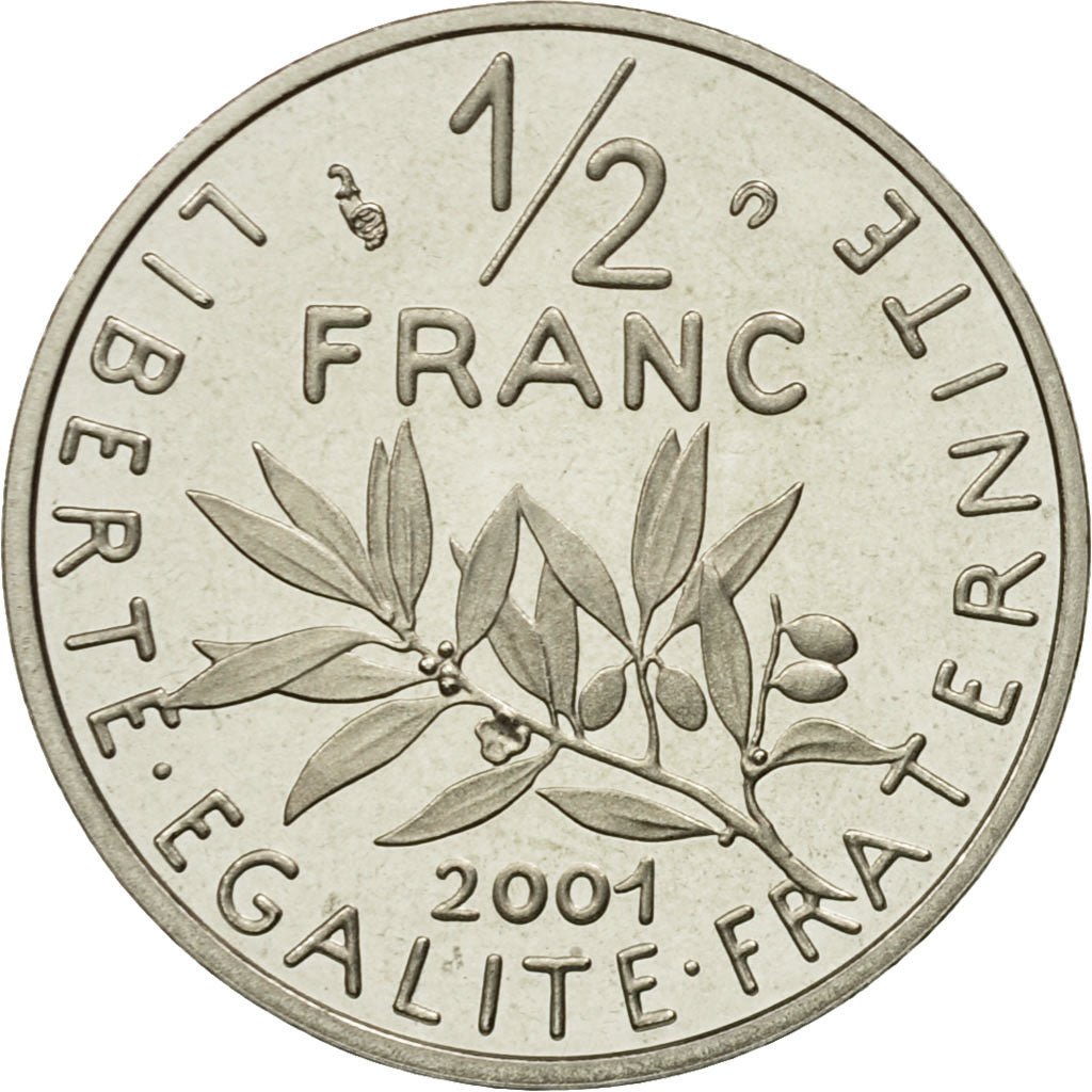 Coin, France, Semeuse, 1/2 Franc, 2001, Paris, MS(65-70), Nickel, KM:931.2