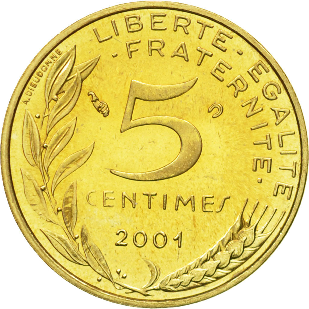Coin, France, Marianne, 5 Centimes, 2001, Paris, MS(65-70), Aluminum-Bronze