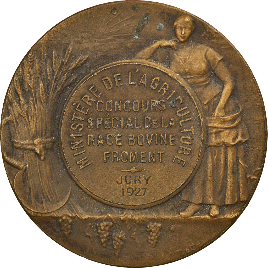 França, Medal, Concours d'Agriculture, Race Bovine Froment, 1927, Mattei