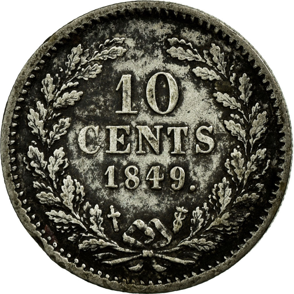Coin, Netherlands, William III, 10 Cents, 1849, EF(40-45), Silver, KM:80