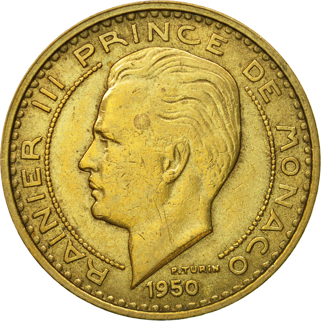 Münze, Monaco, Rainier III, 50 Francs, Cinquante, 1950, VZ, Aluminum-Bronze