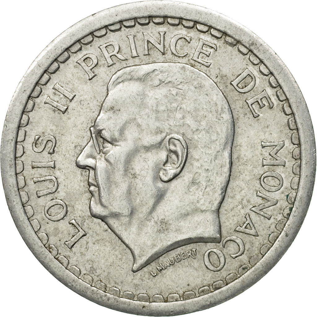 Monnaie, Monaco, Louis II, 2 Francs, Undated (1943), TTB, Aluminium, Gadoury:MC