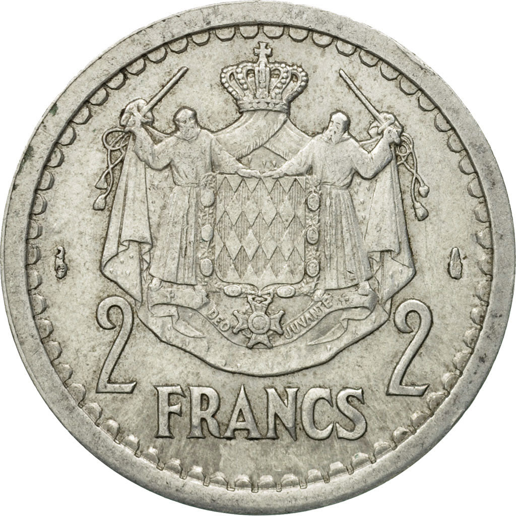 Monnaie, Monaco, Louis II, 2 Francs, Undated (1943), TTB, Aluminium, Gadoury:MC