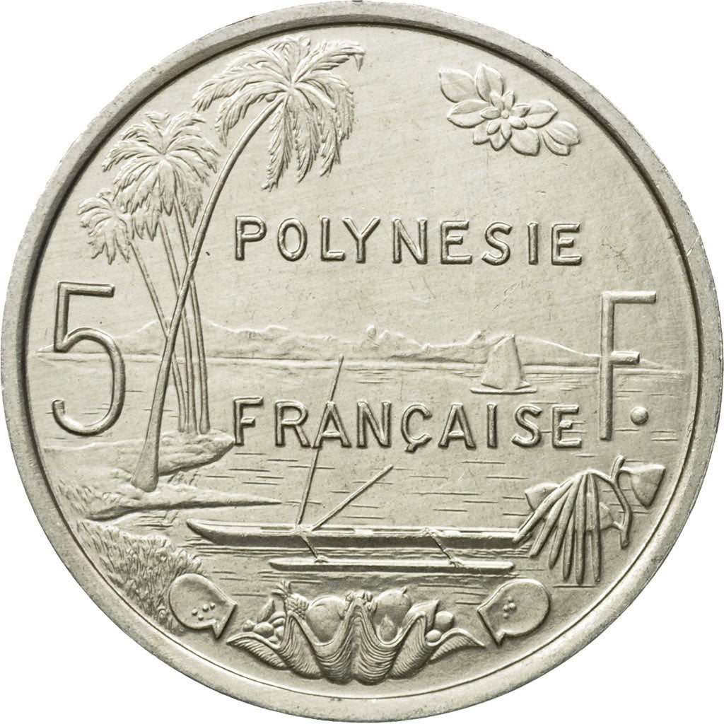 Coin, French Polynesia, 5 Francs, 1991, Paris, MS(60-62), Aluminum, KM:12