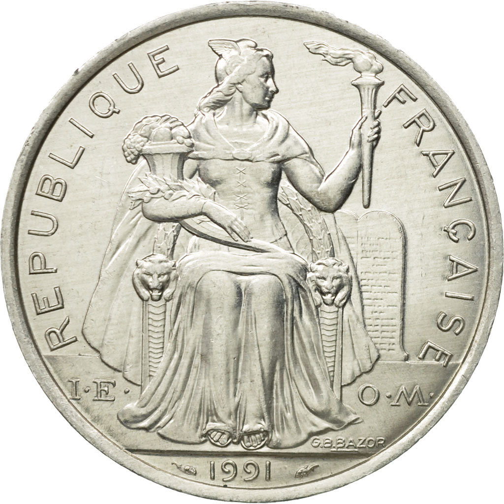 Moneta, Polinesia francese, 5 Francs, 1991, Paris, SPL-, Alluminio, KM:12