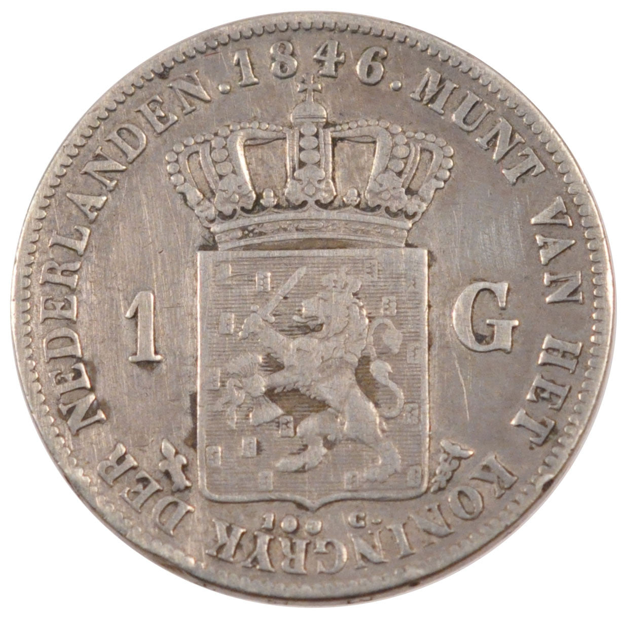Paesi Bassi, William II, Gulden, 1846, MB+, Argento, KM:66