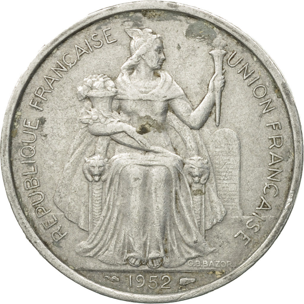 Coin, FRENCH OCEANIA, 5 Francs, 1952, VF(20-25), Aluminum, KM:4
