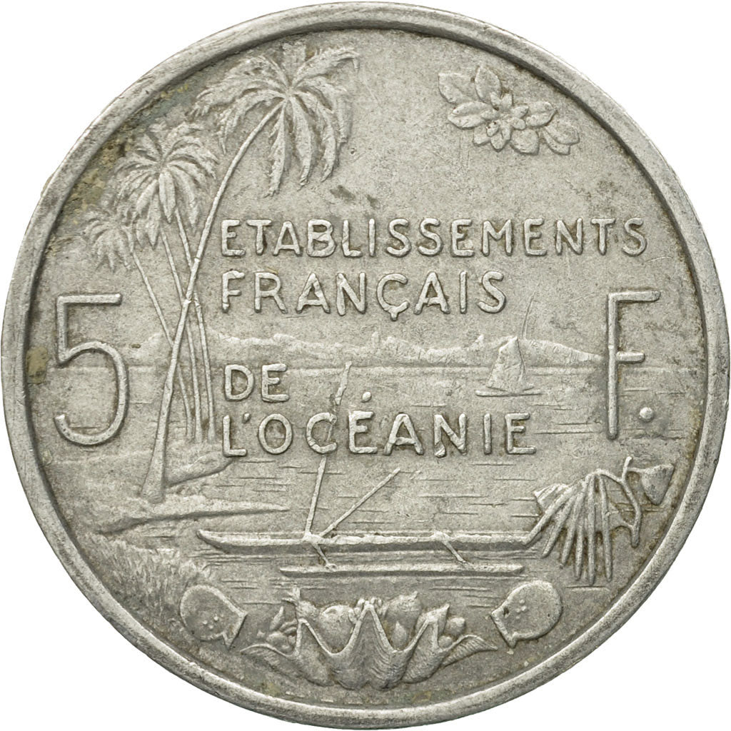 Coin, FRENCH OCEANIA, 5 Francs, 1952, VF(20-25), Aluminum, KM:4