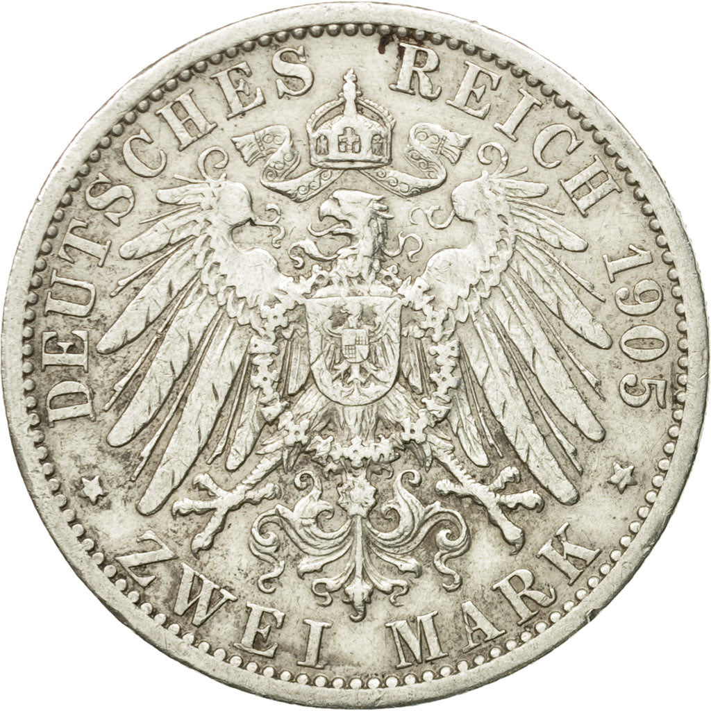 Coin, German States, PRUSSIA, Wilhelm II, 2 Mark, 1905, Berlin, AU(50-53)