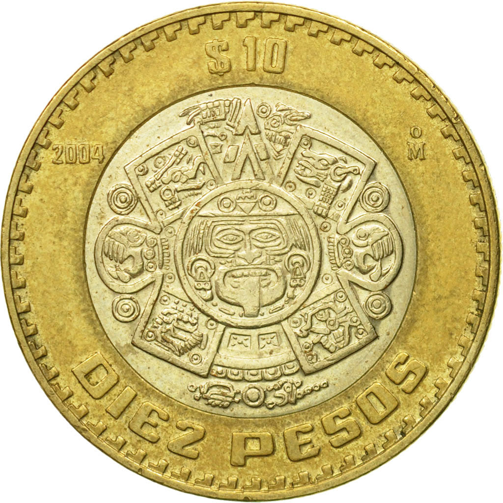 Coin, Mexico, 10 Pesos, 2004, Mexico City, AU(50-53), Bi-Metallic, KM:616
