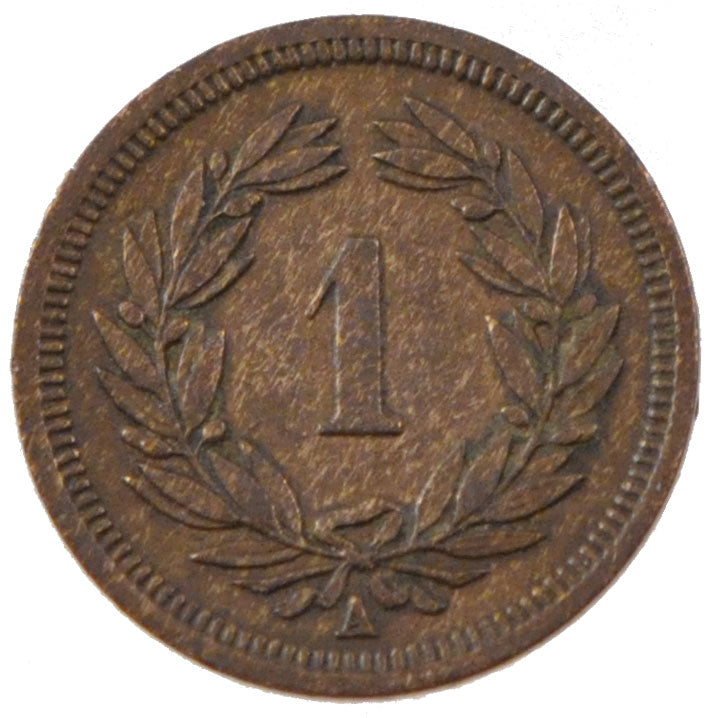 Switzerland, 1 Rappen, 1850, Paris, KM #3, AU(50-53), Bronze, 1.48