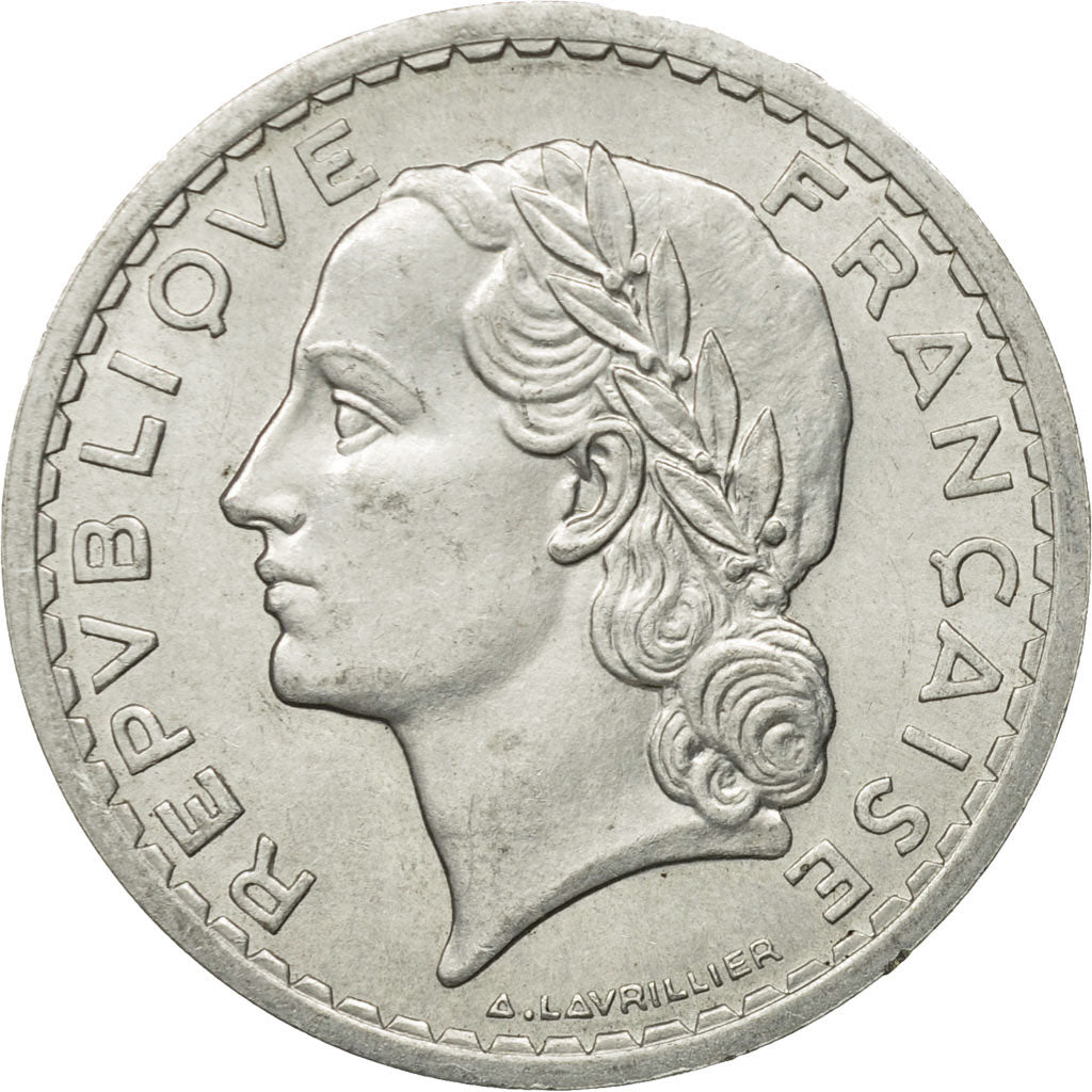 Moneda, Francia, Lavrillier, 5 Francs, 1946, Beaumont - Le Roger, MBC+