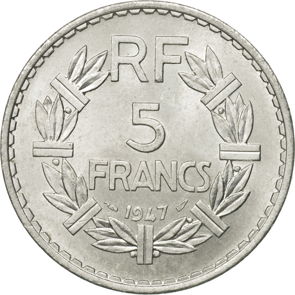 Coin, France, Lavrillier, 5 Francs, 1947, Paris, AU(55-58), Aluminum, KM:888b.1