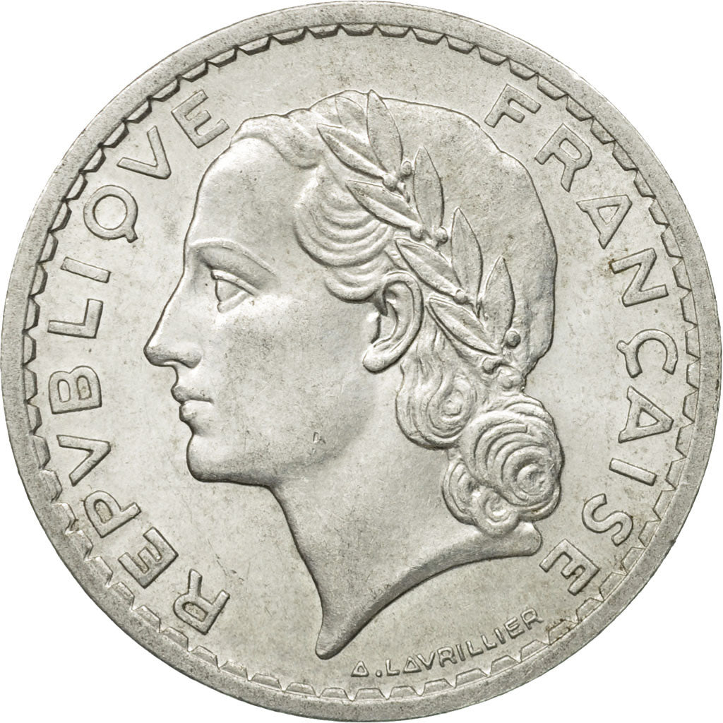 Moneda, Francia, Lavrillier, 5 Francs, 1947, Paris, MBC+, Aluminio, KM:888b.1