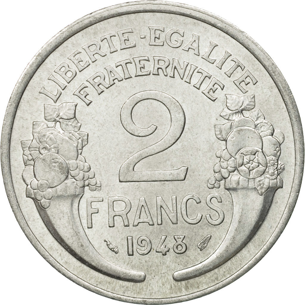 Munten, Frankrijk, Morlon, 2 Francs, 1948, PR, Aluminium, KM:886a.1