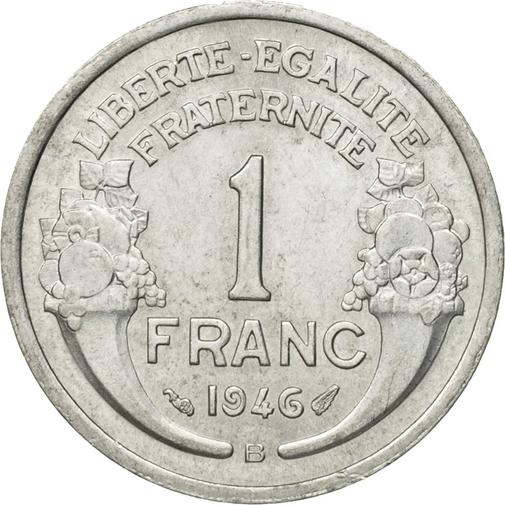 Coin, France, Morlon, Franc, 1946, Beaumont - Le Roger, AU(55-58), Aluminum