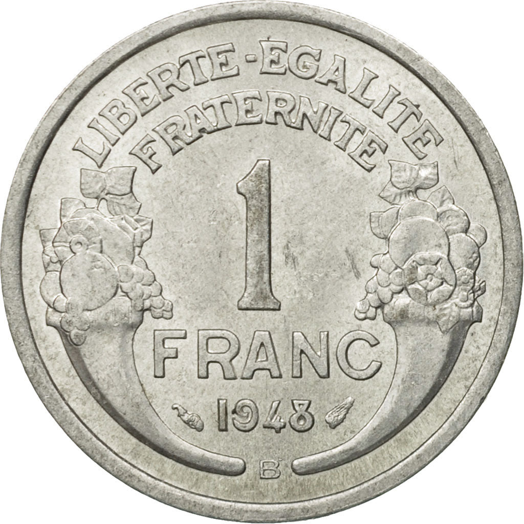 Coin, France, Morlon, Franc, 1948, Beaumont - Le Roger, AU(50-53), Aluminum