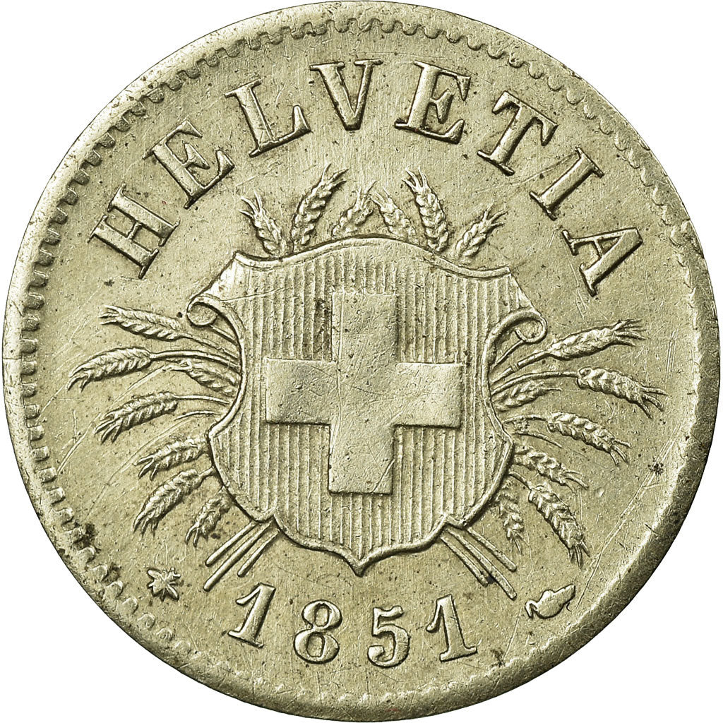 Coin, Switzerland, 5 Rappen, 1851, Strasbourg, AU(50-53), Billon, KM:5