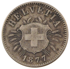 SWITZERLAND, 5 Rappen, 1877, Bern, KM #5, EF(40-45), Billon, 1.63