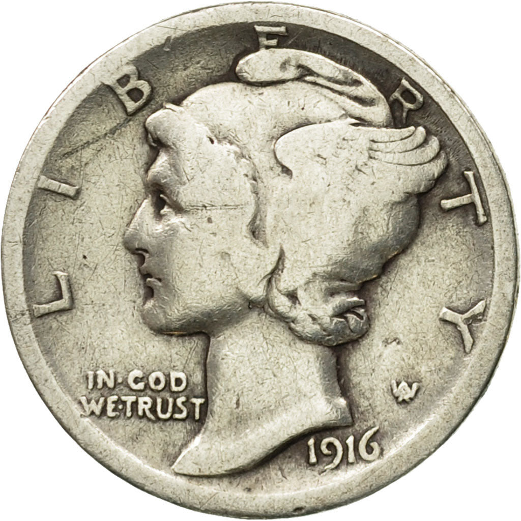 Moneta, Stati Uniti, Barber Dime, Dime, 1916, U.S. Mint, Philadelphia, MB+