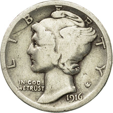 Moneta, Stati Uniti, Barber Dime, Dime, 1916, U.S. Mint, Philadelphia, MB+
