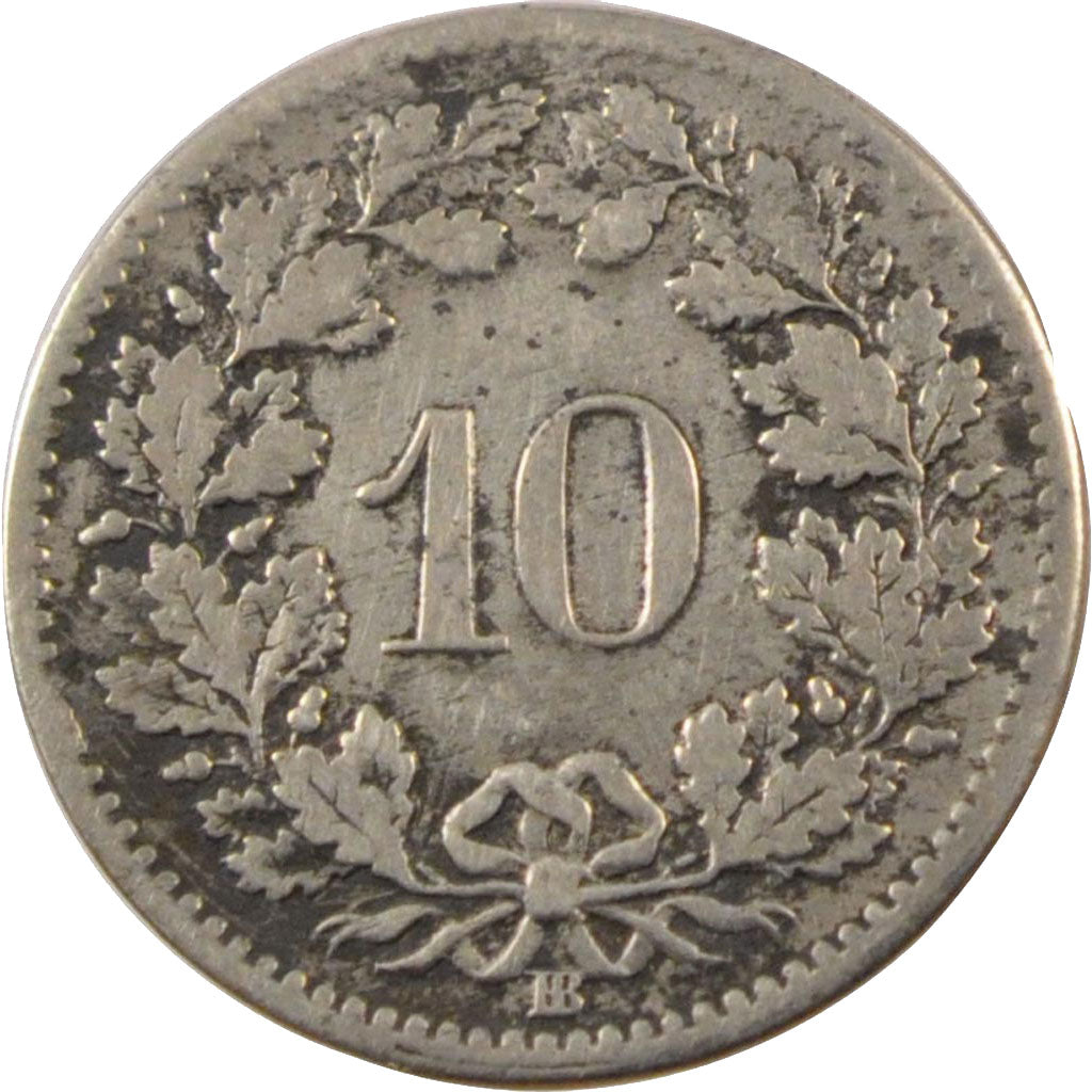 Coin, Switzerland, 10 Rappen, 1851, Strasbourg, VF(30-35), Billon, KM:6